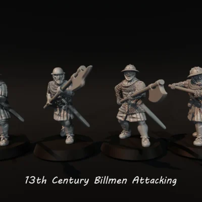 Scottish 13th century Billmen attacking, 4 - figure set