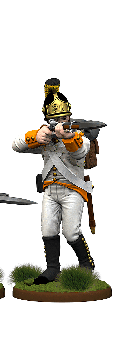 Standing aiming 23rd Skirmish Order - German Fusiliers 1809 Helmets - Austrian Napoleonic