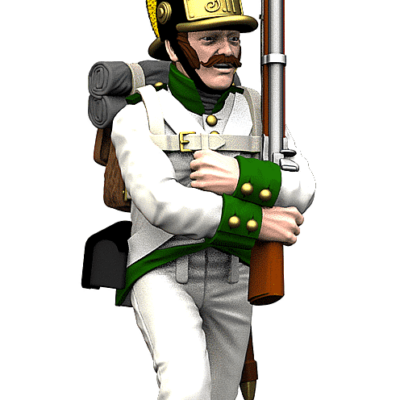 Walking holding double 56th Line Infantry Regiment - German Fusiliers 1809 Helmets - Imperial Austrian Army Napoleonic