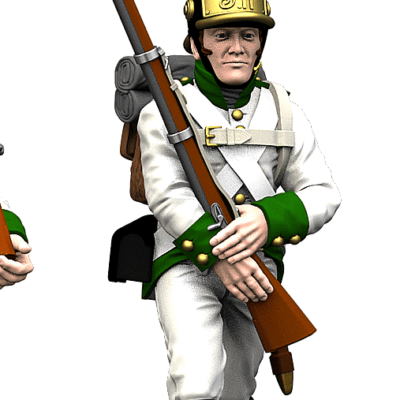 Walking calmly holding rifle 56th Line Infantry Regiment - German Fusiliers 1809 Helmets - Imperial Austrian Army Napoleonic