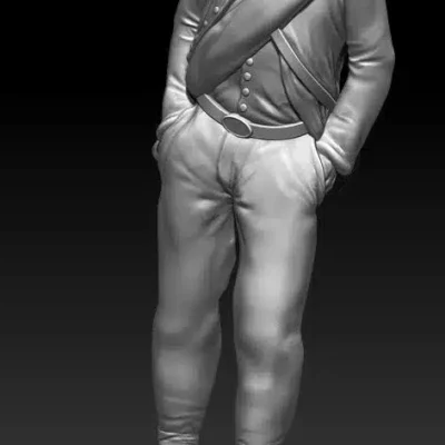 Civil war soldier in small beard, standing doing nothing