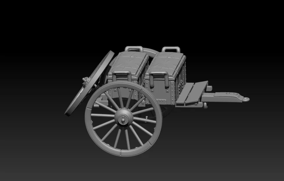 Caisson artillery wagon for American Civil War