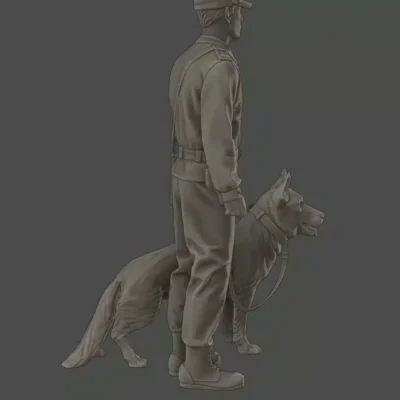 Czechoslovak communist police standing with dog