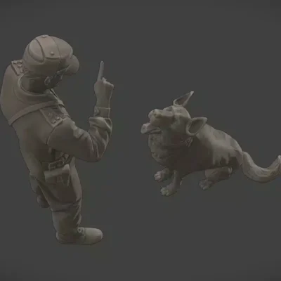 Czechoslovak communist police with dog instructing