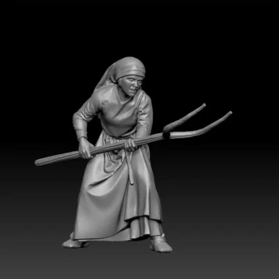 Woman with pitchfork
