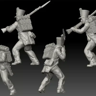 1st Legere French Chasseurs 1815 - pushing with rifle butt