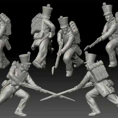 1st Legere French Chasseurs 1815 - stabbing low with bayonet