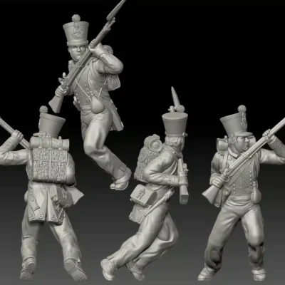 1st Legere French Chasseurs 1815 - pushing with rifle