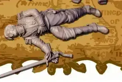 Napoleonic French Heavy Cavalry Cuirassier / Carabinier dead on ground