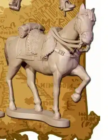 Napoleonic French Heavy Cavalry, Cuirassier / Carabinier horse 1, round portmantou