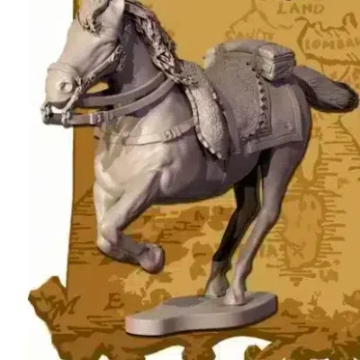 Napoleonic French Heavy Cavalry, Cuirassier / Carabinier horse 7, square portmantou