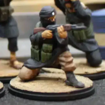 Middle East and North Africa rebel, crouching ready