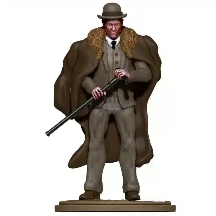 Smirking man with coat on shoulders