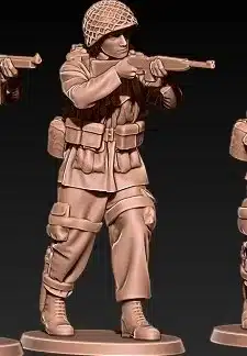 U.S. Paratrooper WWII standing aiming with rifle