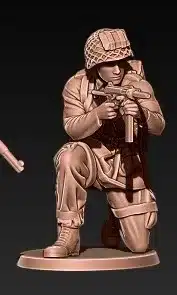 U.S. Paratrooper WWII crouching down