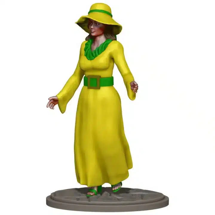 cheerful woman in dress