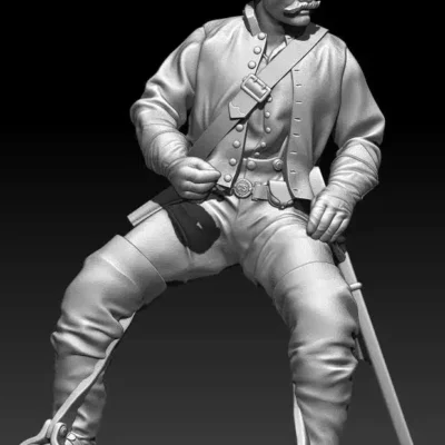 Dashing cavalry man with Forage Cap and Mustache