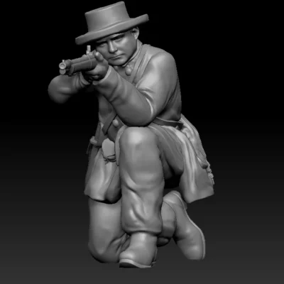 Crouched Marksman: 1st Mississippi Rifleman in Action