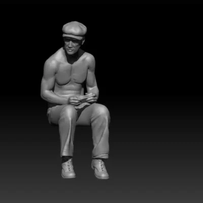 Civilian sitting no shirt