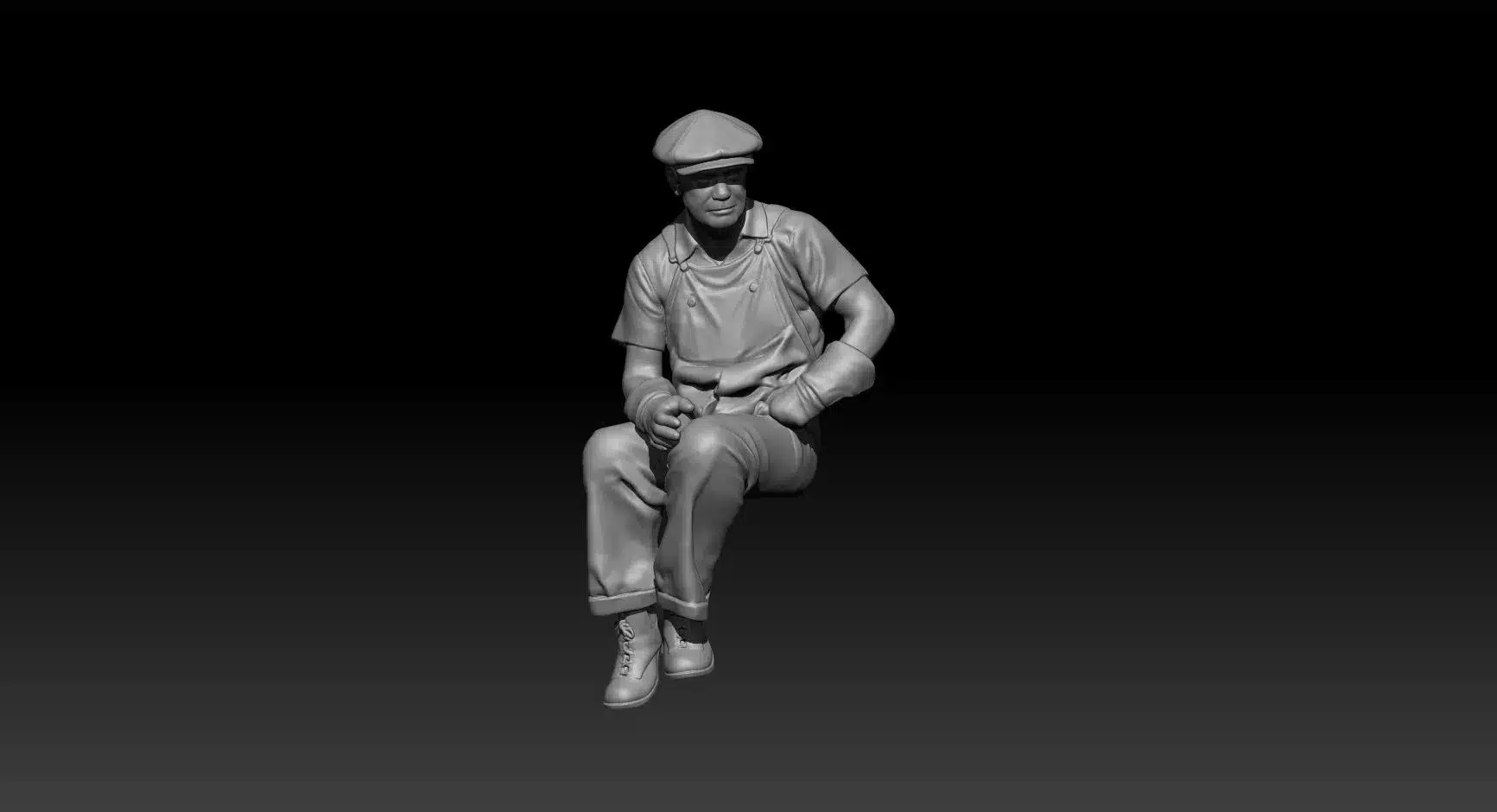 Civilian sitting in cap and gloves