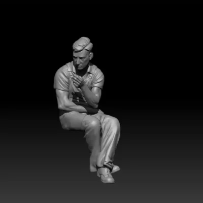 Civilian sitting and smoking