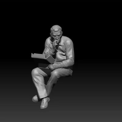 Civilian eating lunch smoking