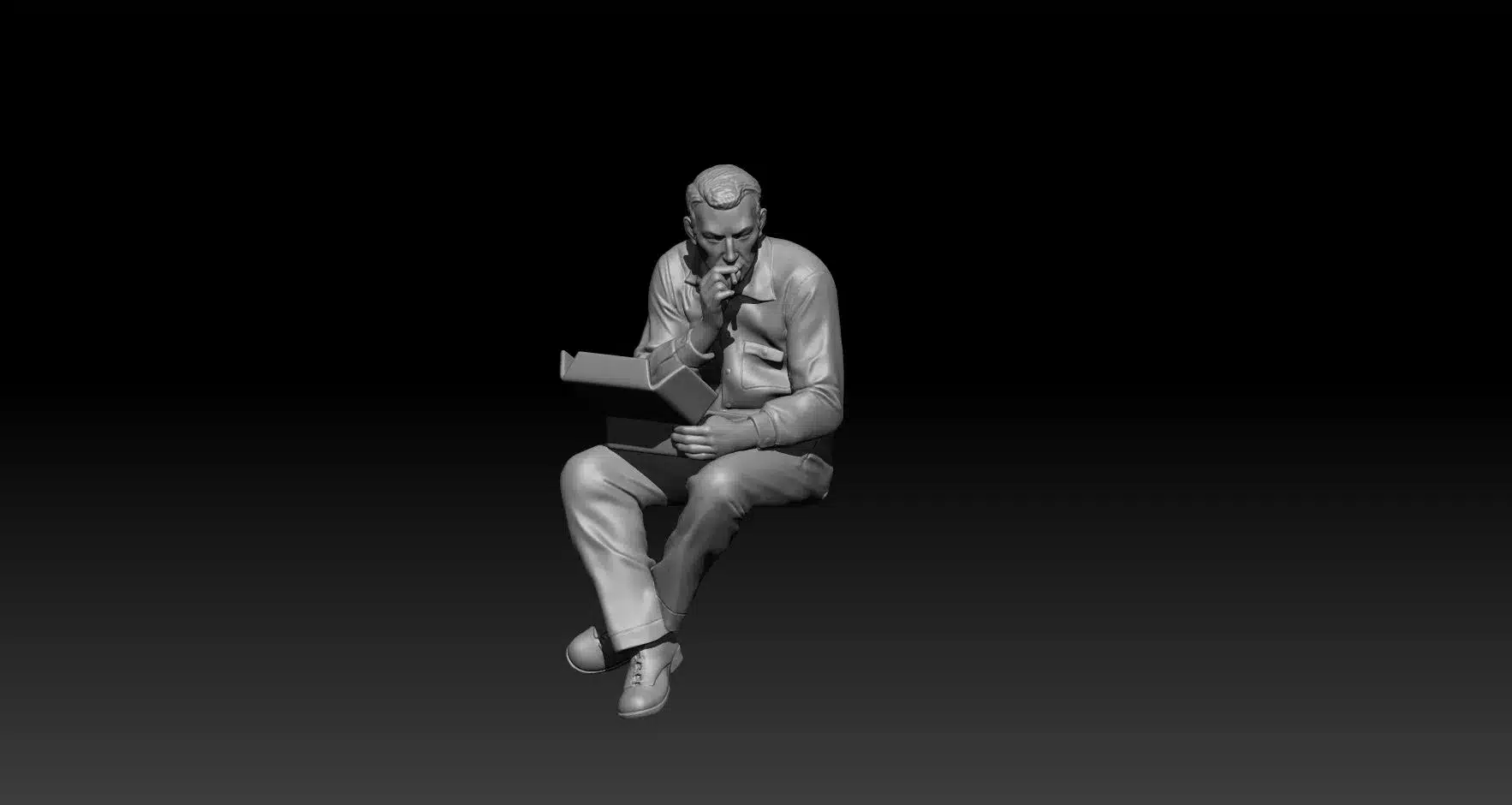 Civilian eating lunch smoking