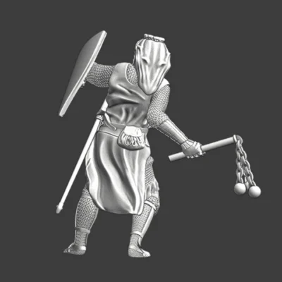 Medieval crusader knight - swinging his flail - NCM