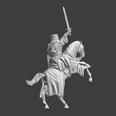 Medieval crusader mounted and raised sword - NCM
