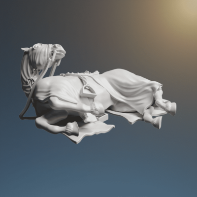 Medieval fallen horse trying to get up casualty