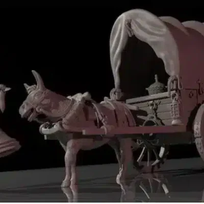 Vivandiere and Donkey cart, set