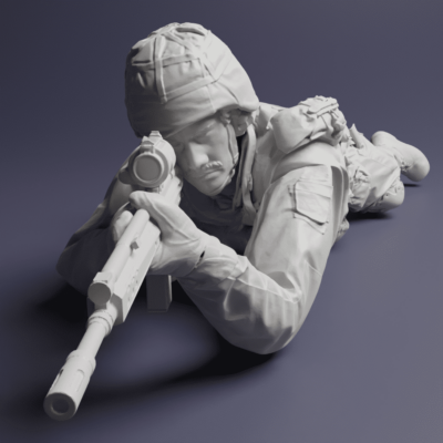 Swedish Modern Soldier in M90 Uniform - Shooting lying down