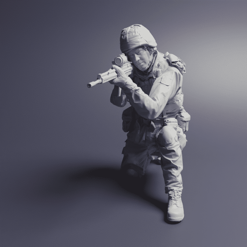 Swedish Modern Soldier in M90 Uniform - Kneeling shooting