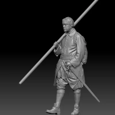 Swedish Carolean pike soldier early 1700s, walking