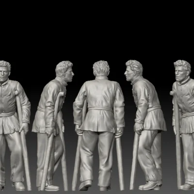 Soldier injured on crutches