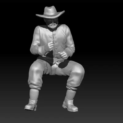 Wagon driver Confederate hat smaller beard