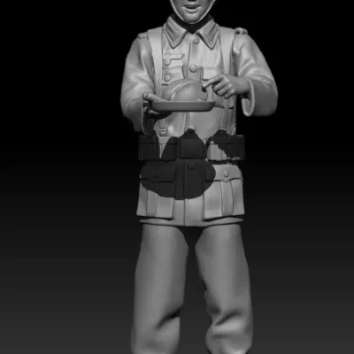 German soldier pointing to plate AS