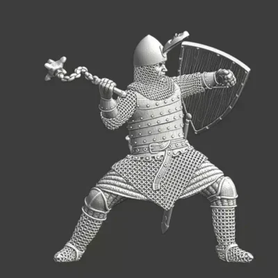 Medieval knight swinging his flail - NCM