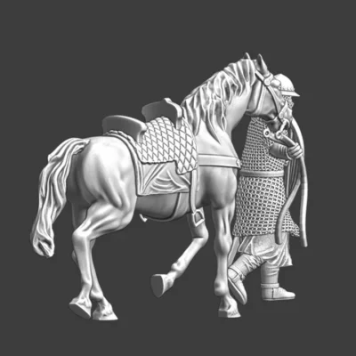 Medieval Byzantine soldier - walking with horse - NCM