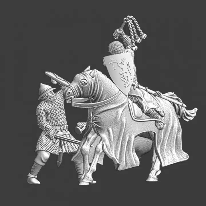 Mounted crusader fighting Byzantine infantryman - NCM