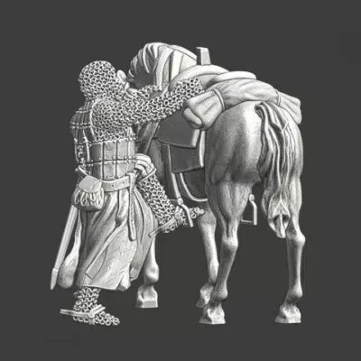 Medieval knight mounting his horse - NCM