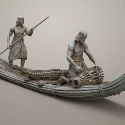 Mesopotamian Reed Boat and Fishermen