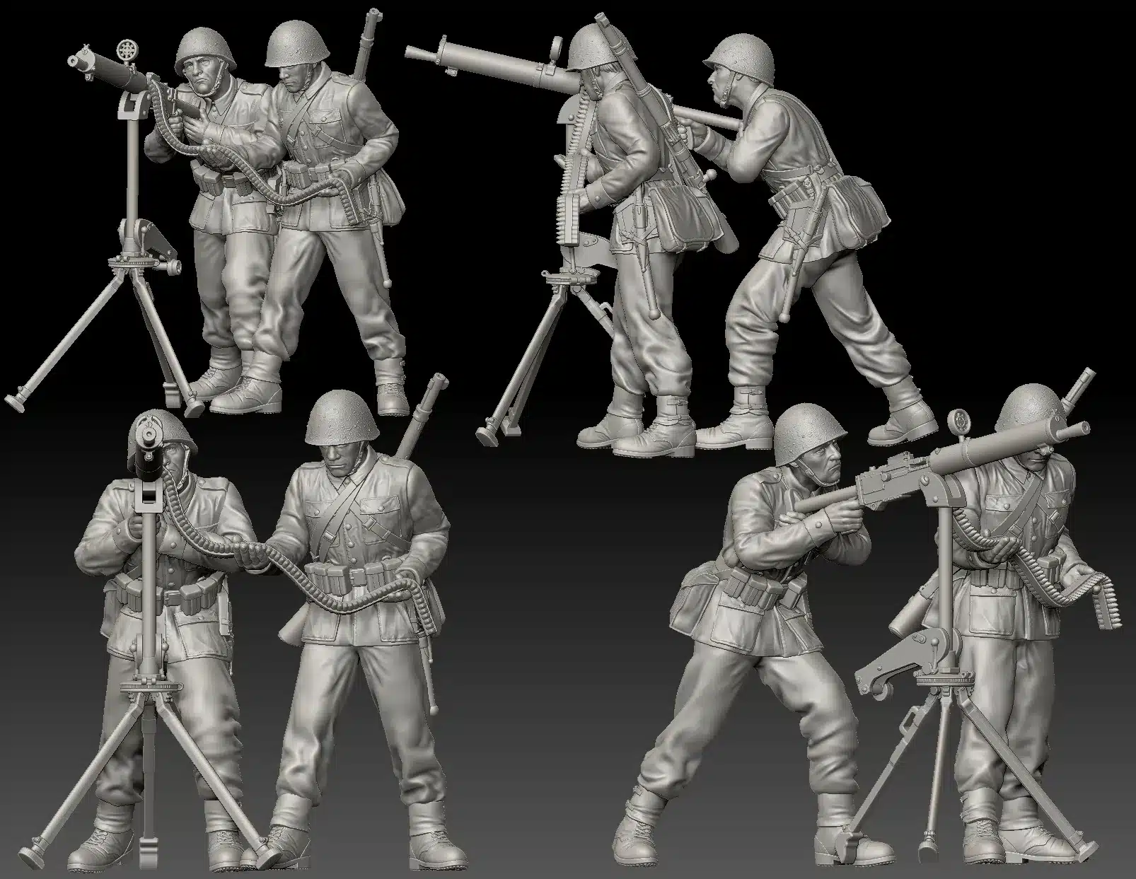 Polish WW2 polish soldiers using standing Ckm wz. 30 set