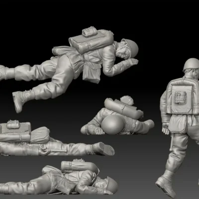 Polish WW2 dead soldier laying on stomach