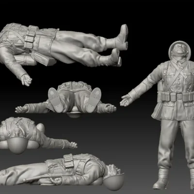 Polish WW2 dead soldier laying on back v2