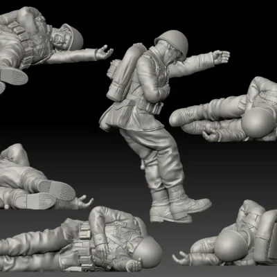 Polish WW2 dead soldier laying on side