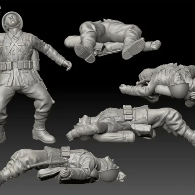 Polish WW2 dead soldier laying on back