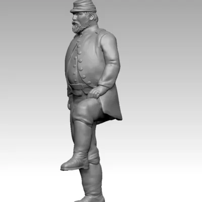 Bearded Union officer standing with foot up on height