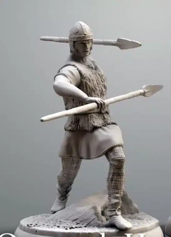 ancient Ostrogoth Hunter attacking with spear
