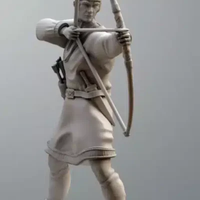 ancient Ostrogoth Hunter with bow firing